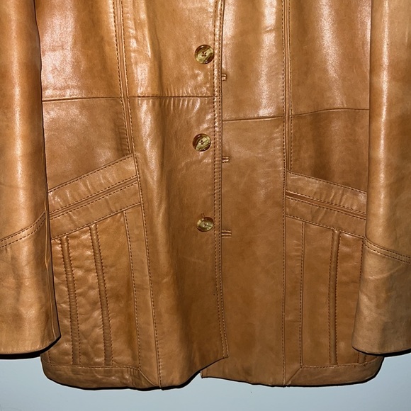 70s Men’s Bermans Burnt Orange Leather jacket size 42 - Picture 3 of 8